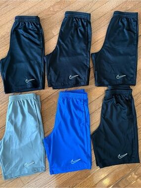 Nike Kids Athletic Shorts - Black, Royal Blue, Light Gray